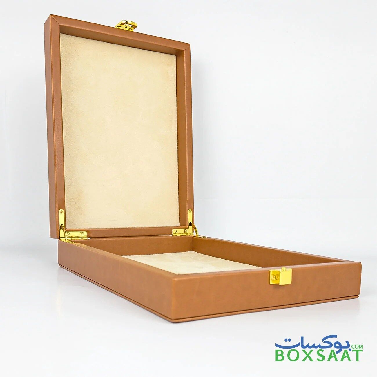 PU Leather Box Creamish Velvet Inside With Shiny Golden Hinges and Locks